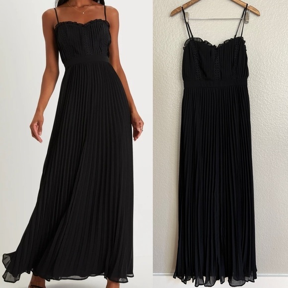 NWOT Precious Charm Black Pleated Sleeveless Maxi Dress - Picture 1 of 8